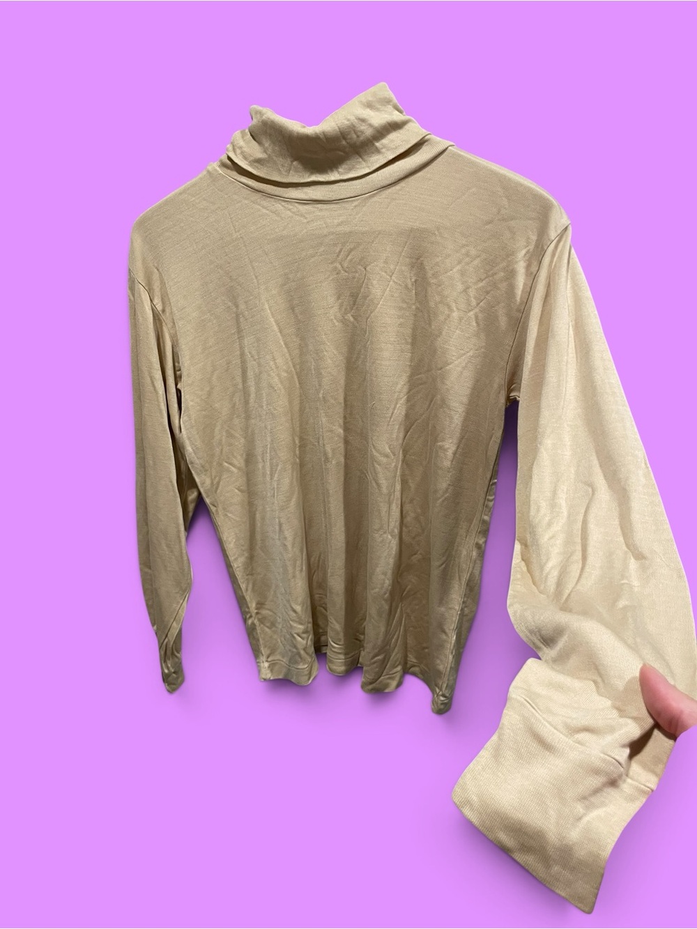 Vintage buttercream Wintersilks turtleneck warm base layer 70s